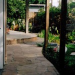 new flagstone deck for escondido small backyard landscape design