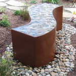 cor-ten steel water feature in modernistic landscape design